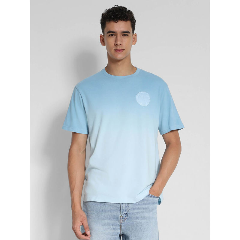 American Eagle Men Blue Dip Dye Logo Ombre Graphic T-Shirt (XS)