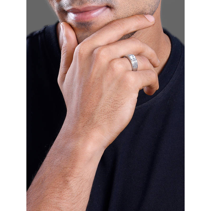 GIVA 925 Silver Classic Stud Ring For Men (17)