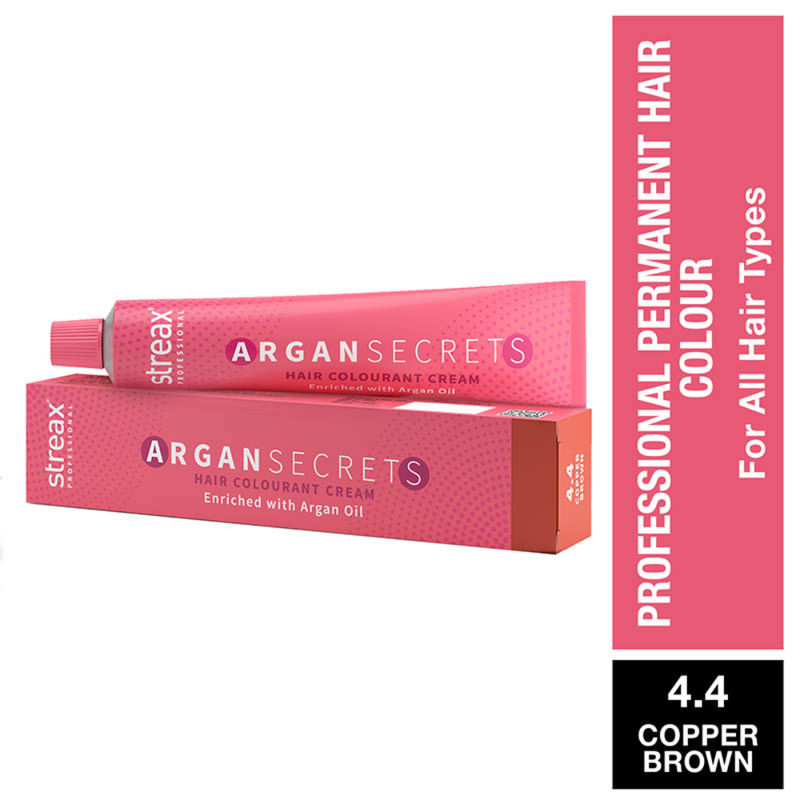 Streax Professional Argan Secrets Hair Colourant Cream - Copper Brown 4.4