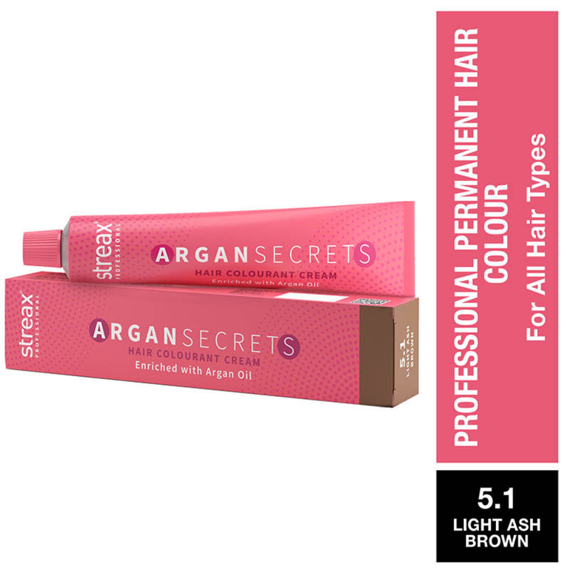 Streax Professional Argan Secrets Hair Colourant Cream - Light Ash Brown 5.1