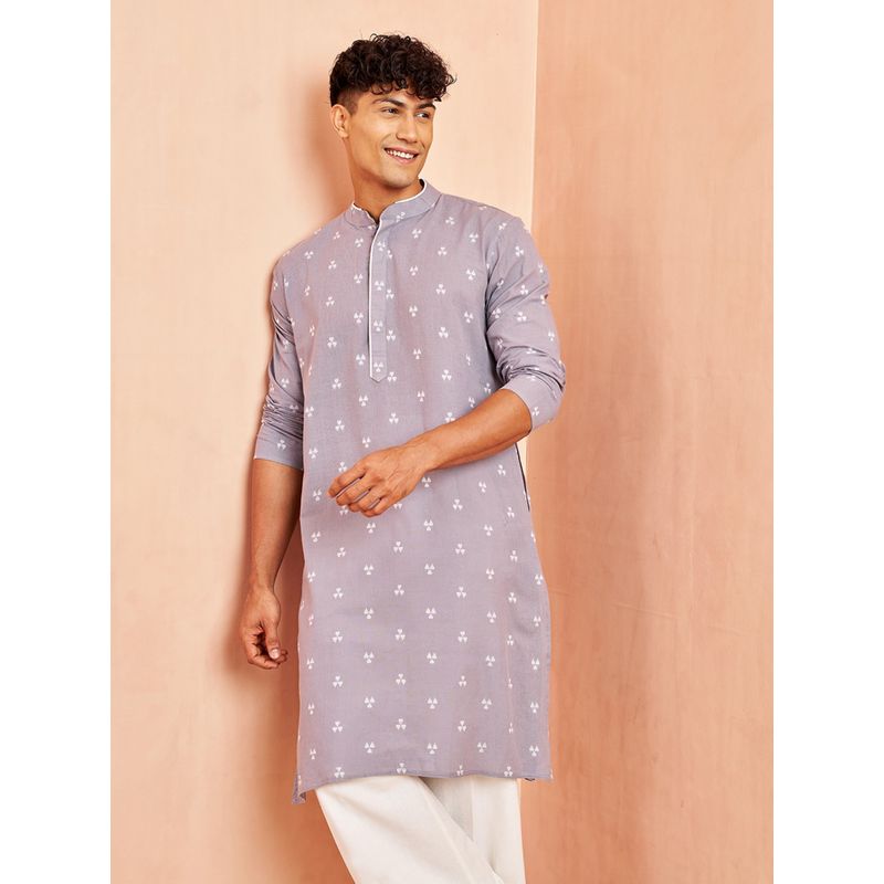 Vastramay Mens Grey Cotton Kurta (S)