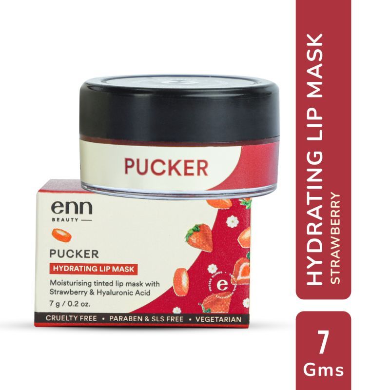 Enn Strawberry Pucker Tinted Lip Mask & Lip Balm With Shea Butter For Dull.Dry & Chapped Lips