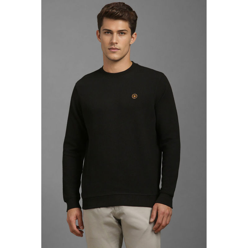 Louis Philippe Men Black Solid Crew Neck Sweatshirt (M)