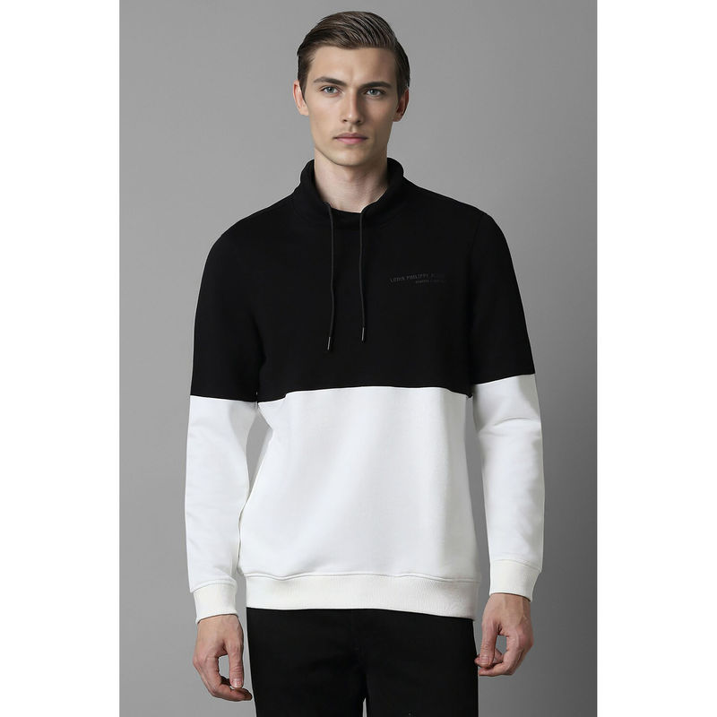 Louis Philippe Men Black Colorblock High Neck Sweatshirt (S)