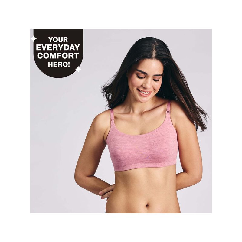 Nykd By Nykaa Easy Breezy Breathe Cotton Non-Padded Non-Wired Slip On Bra NYB430 Blush Slub (XL)