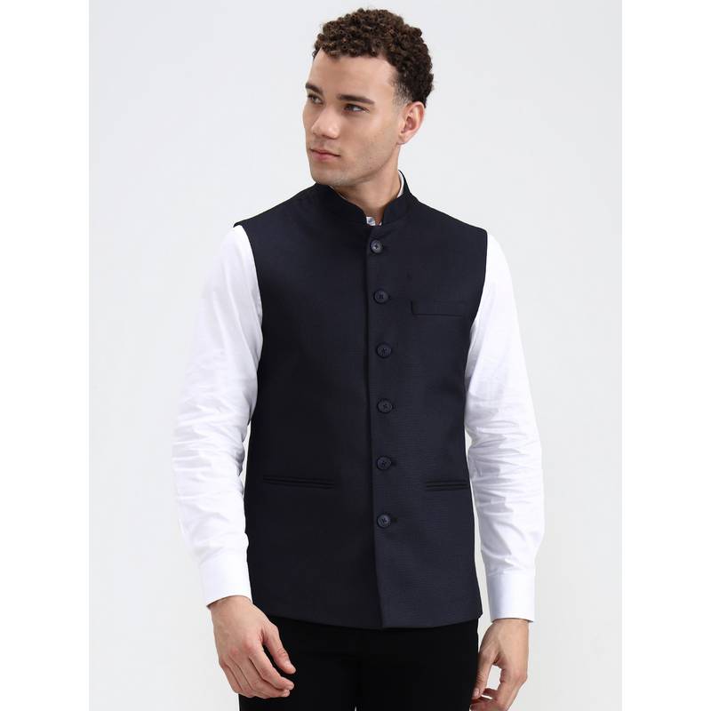Greenfibre Men's Solid Black Nehru Jacket (46)