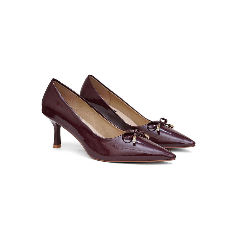 Sherrif Shoes Maroon Casual Solid Pumps (EURO 34)