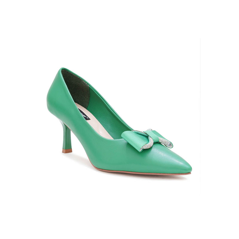 Sherrif Shoes Green Stiletto Solid Pump Heels (EURO 33)