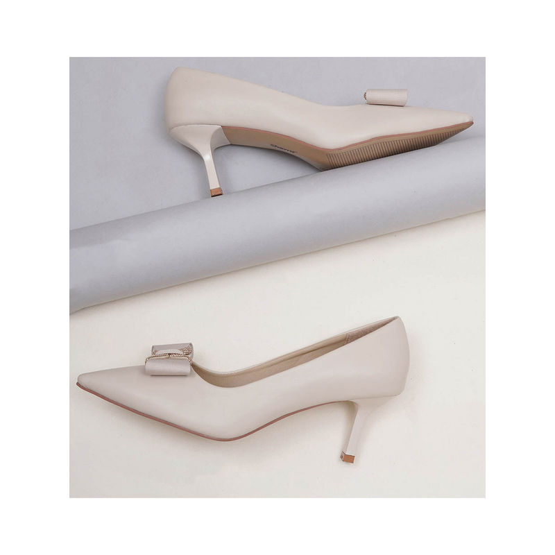 Sherrif Shoes Khaki Kitten Solid Pump Heels (EURO 34)