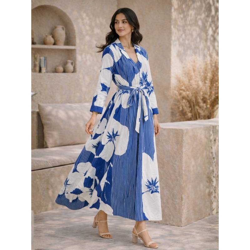 Buy FEATHERS CLOSET Blue Floral Regular Robe Online