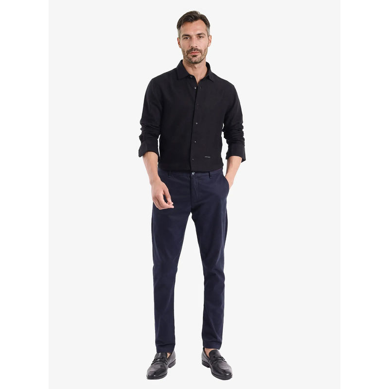 Rare Rabbit Men Black Textured Casual Shirt (S)