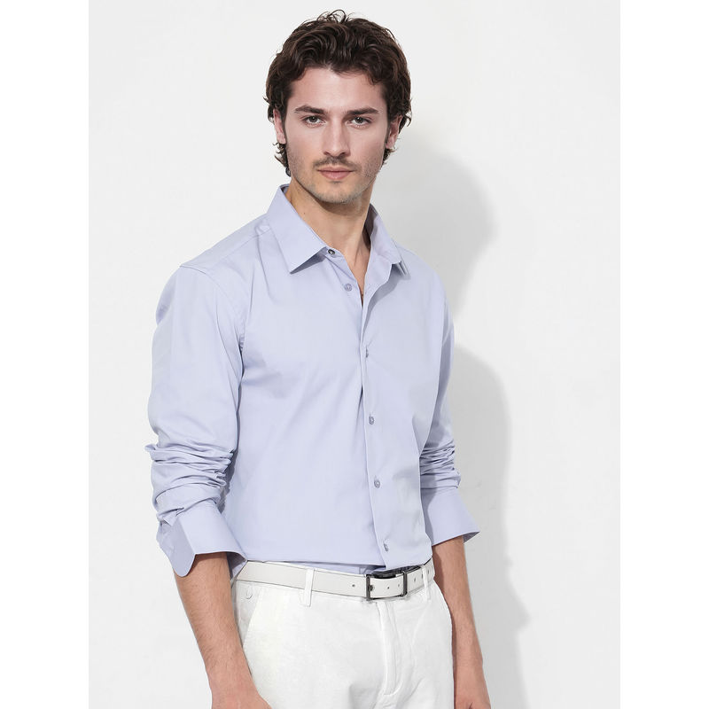 Rare Rabbit Men Blue Solid Casual Shirt (M)