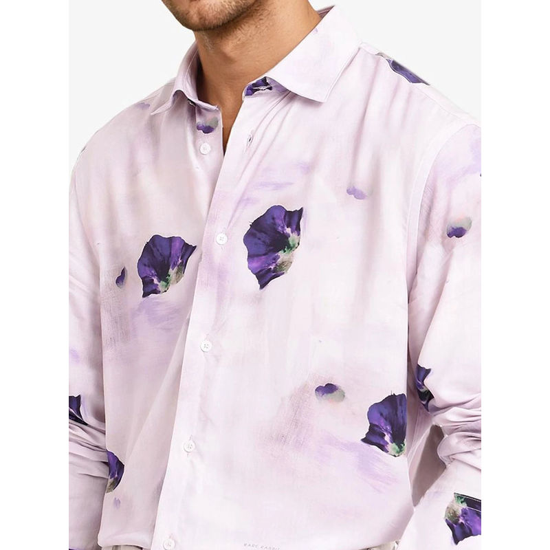 Rare Rabbit Men Purple Floral Casual Shirt (XL)