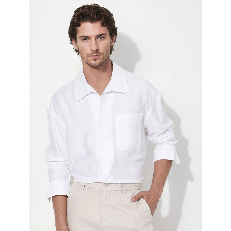 Rare Rabbit Men White Solid Casual Shirt (2XL)