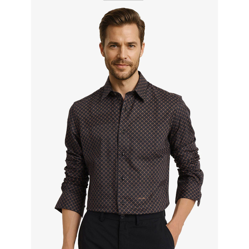 Rare Rabbit Men Black Printed Casual Shirt (2XL)