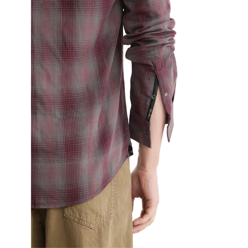 Rare Rabbit Men Maroon Checks Casual Shirt (XS)