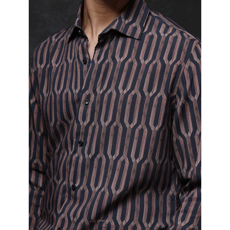 Rare Rabbit Men Black Printed Party Shirt (2XL)