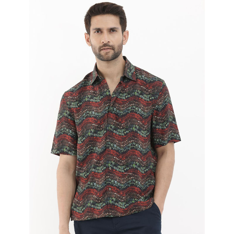 Rare Rabbit Men Brown Printed Casual Shirt (S)