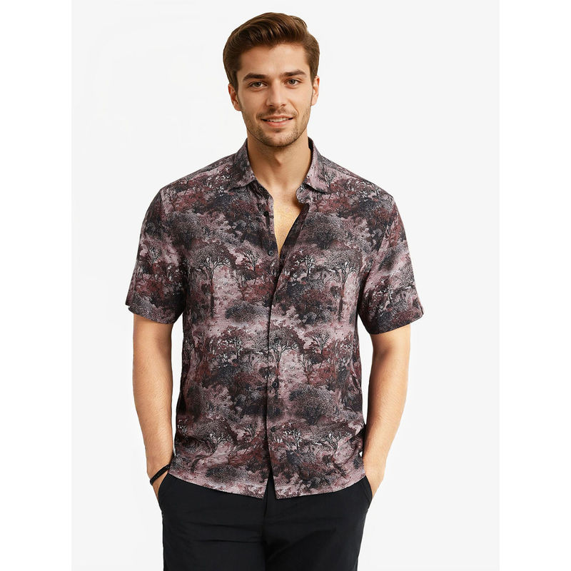 Rare Rabbit Men Brown Printed Casual Shirt (M)