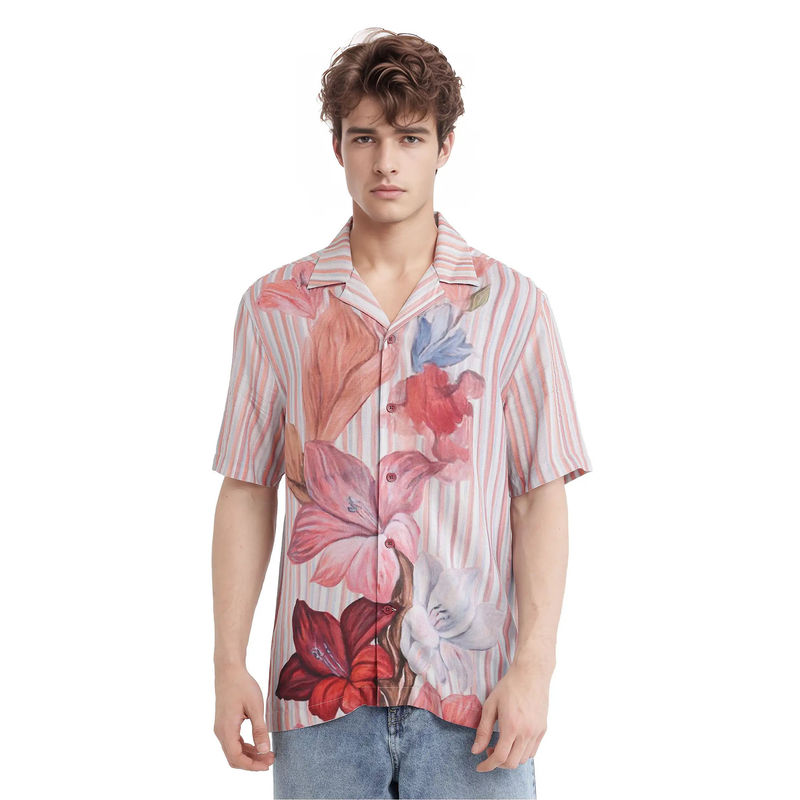 Rare Rabbit Men Pink Floral Casual Shirt (XS)