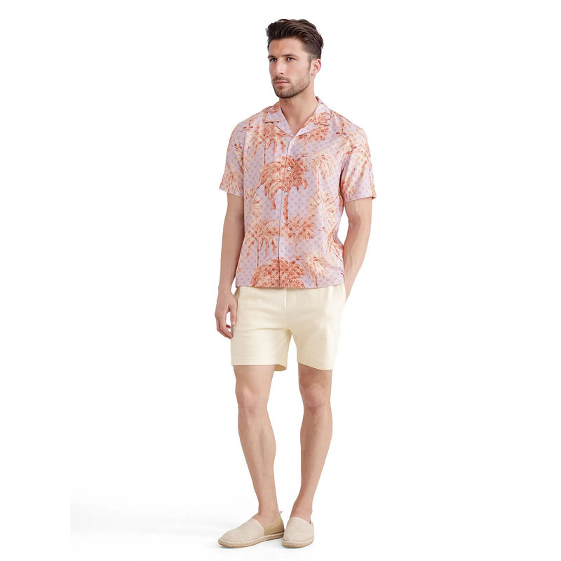 Rare Rabbit Men Lavender Printed Casual Shirt (L)