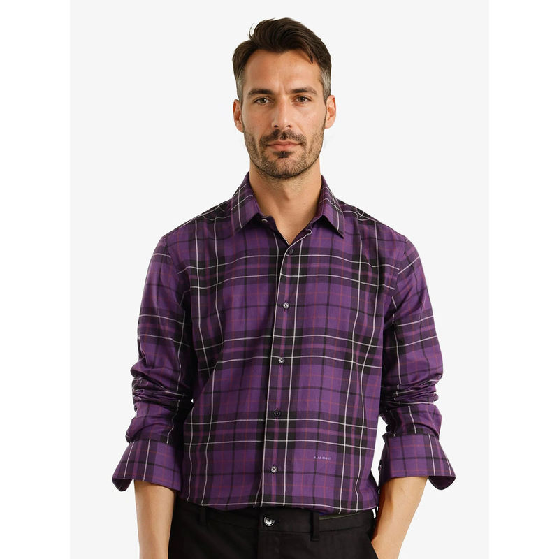 Rare Rabbit Men Purple Checks Casual Shirt (M)