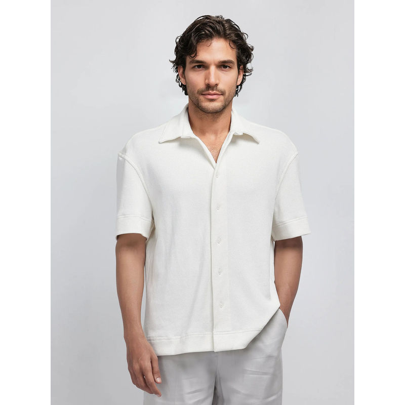 Rare Rabbit Men White Solid Casual Shirt (XS)