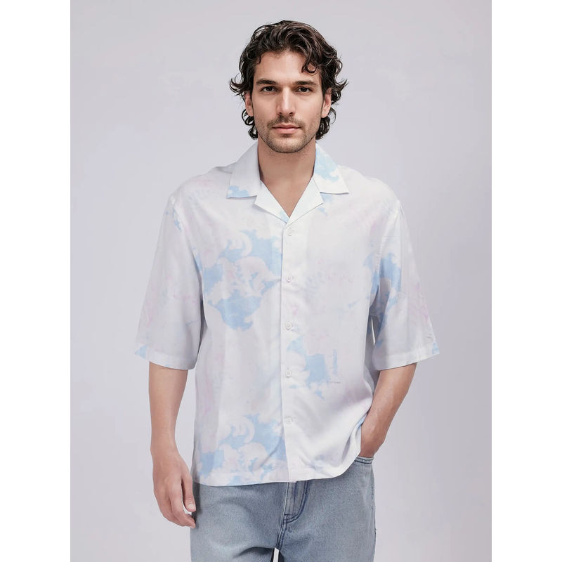 Rare Rabbit Men White Printed Casual Shirt (XS)