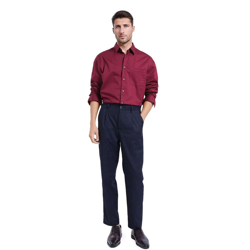 Rare Rabbit Men Magenta Solid Formal Shirt (XS)