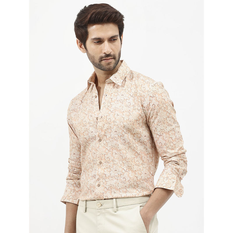 Rare Rabbit Men Peach Floral Casual Shirt (S)