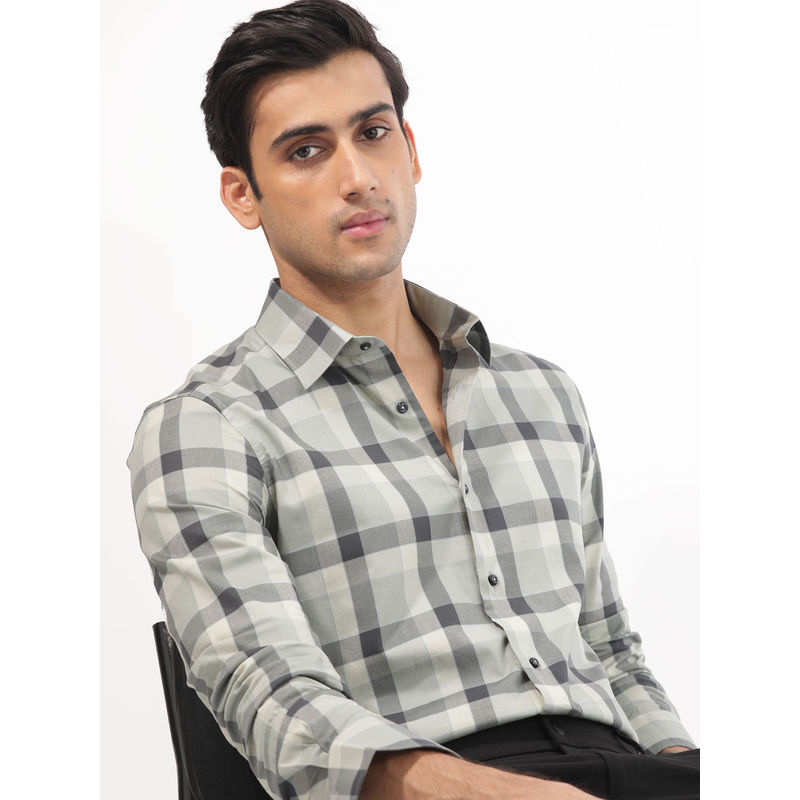 Rare Rabbit Men Grey Checks Casual Shirt (S)
