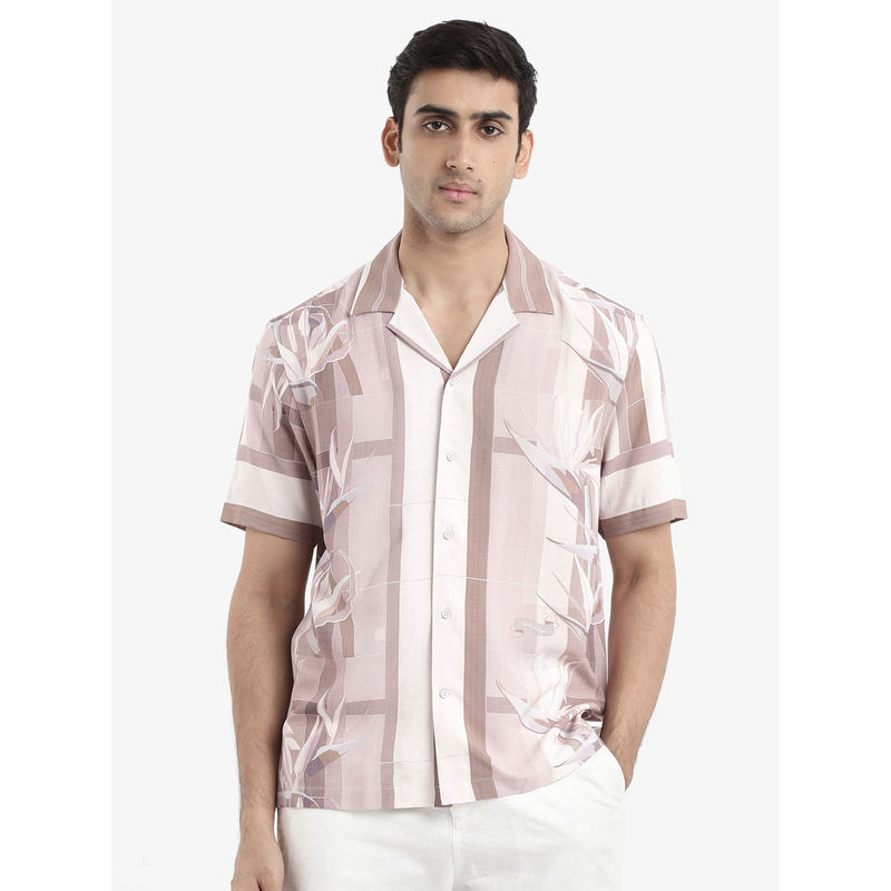 Rare Rabbit Men Beige Printed Casual Shirt (L)