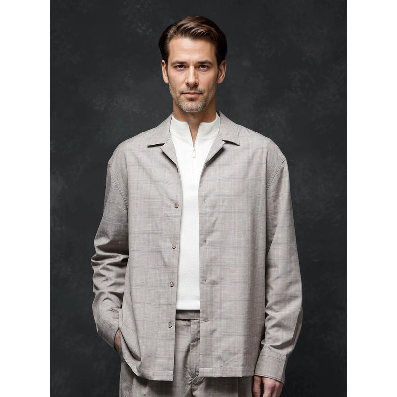 Rare Rabbit Men Grey Checks Casual Shirt (S)