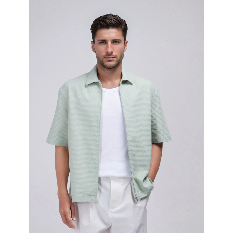 Rare Rabbit Men Green Solid Casual Shirt (S)