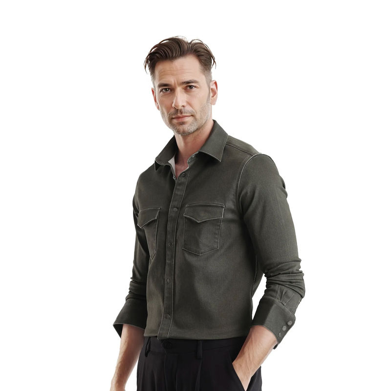 Rare Rabbit Men Olive Solid Casual Shirt (S)