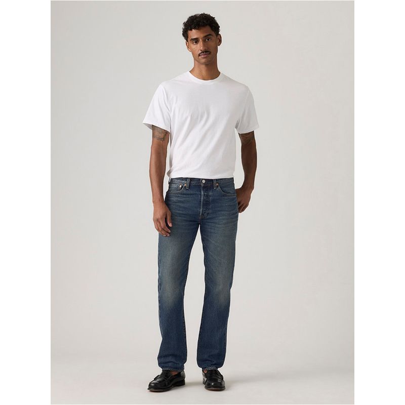 Levi's Men's 501 Dark-Blue Straight Fit Mid Rise Jeans (34)