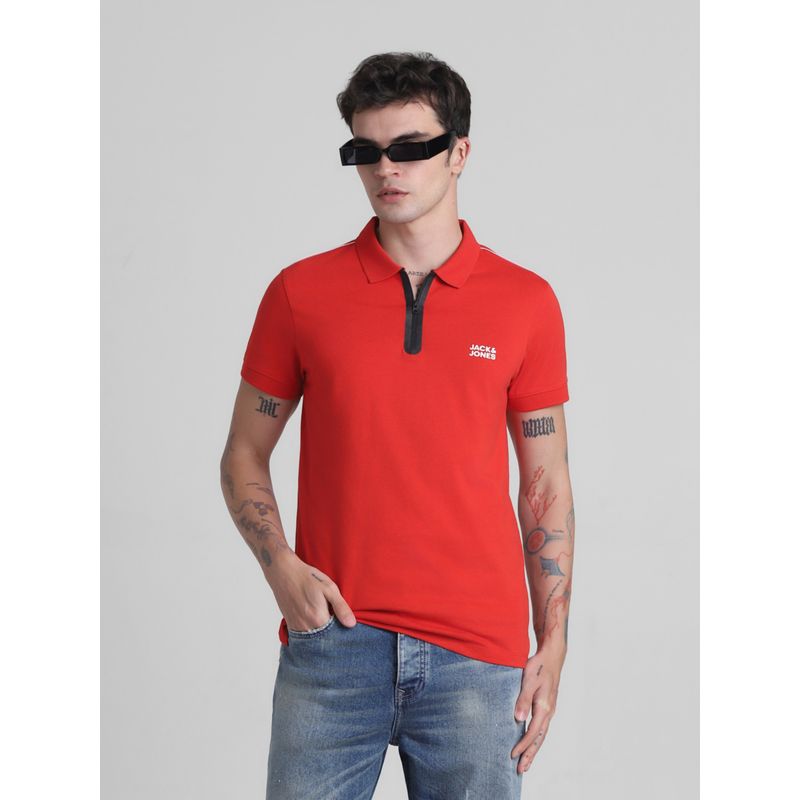 Jack & Jones Red Slim Fit Polo Tshirt (XL)