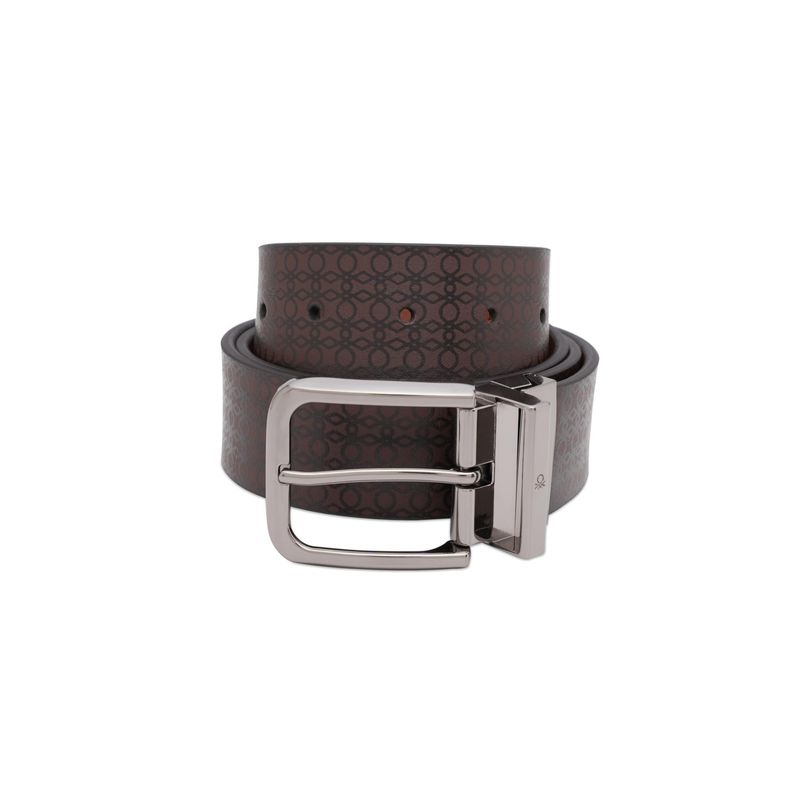 United Colors of Benetton Mens Leather Elkin Belt - Brown & Tan (S)