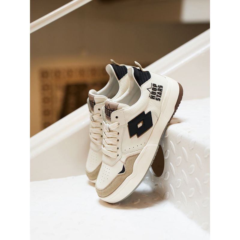 LOTTO Hoop Star OG White Leather Sneakers for Men (UK 6)