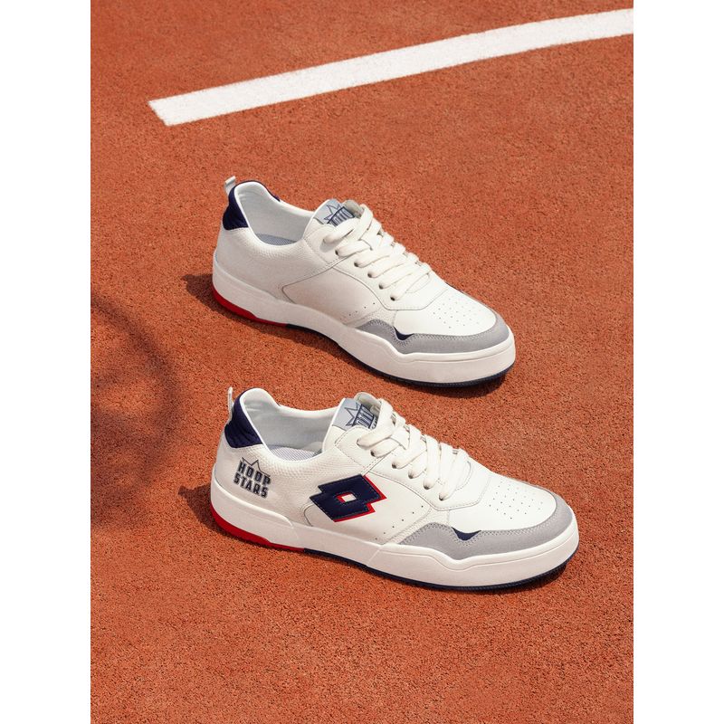 LOTTO Hoop Star OG White Leather Sneakers for Men (UK 6)
