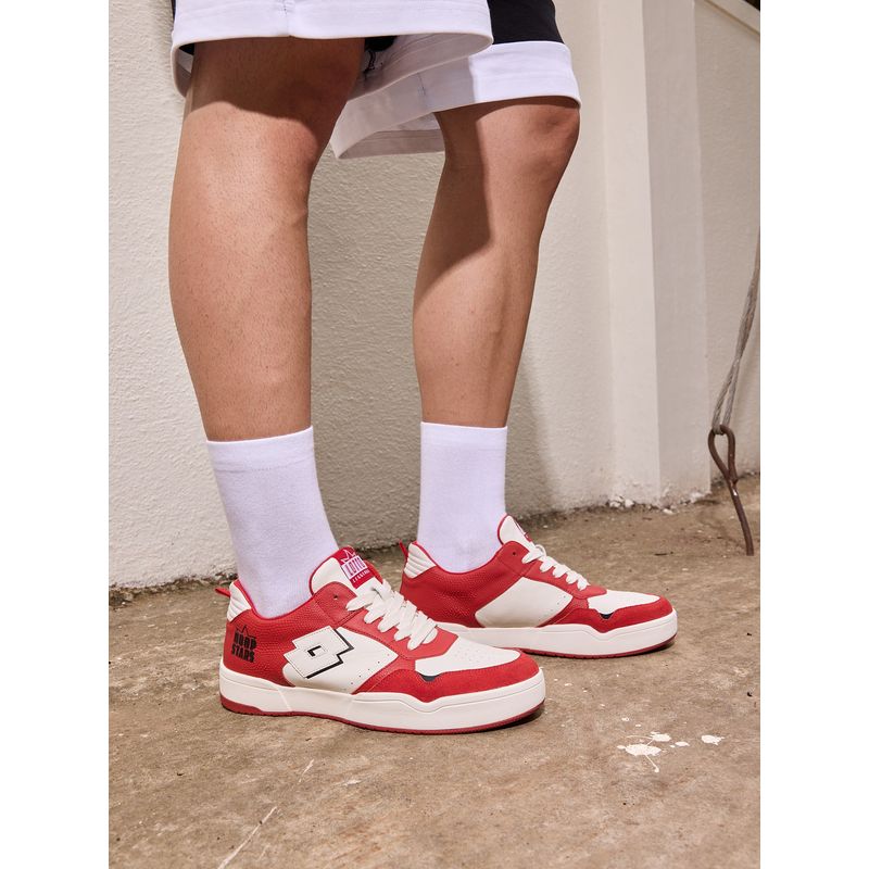 LOTTO Hoop Star OG Red Leather Sneakers for Men (UK 6)