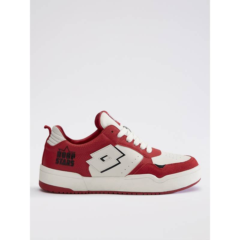LOTTO Hoop Star OG White & Red Leather Sneakers for Women (UK 4)