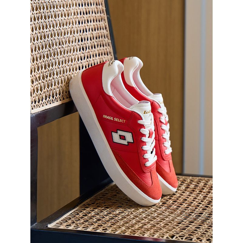 LOTTO Brasil Select OG Red Leather Sneakers for Men (UK 6)