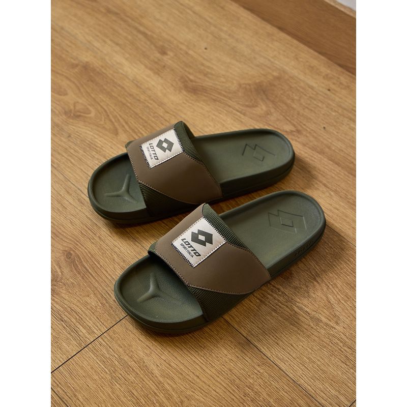 LOTTO Enduro Strip Olive Sliders for Men (UK 6)