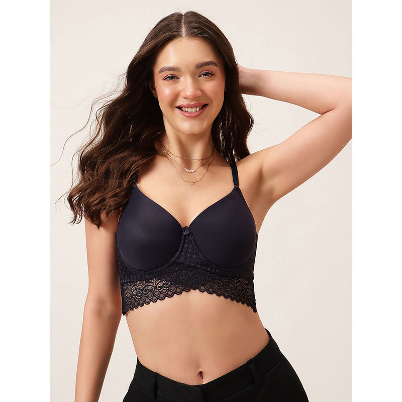 Clovia Polyamide Solid Padded Full Cup Underwired Bralette Bra - Blue (40C)