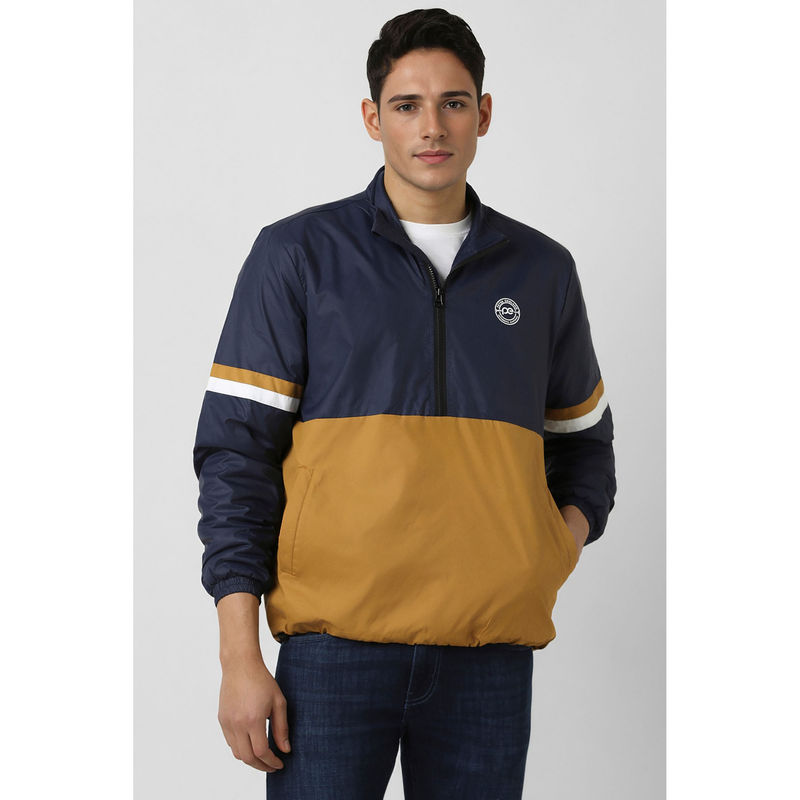 Peter England Men Navy Patterned Casual Jacket (M)