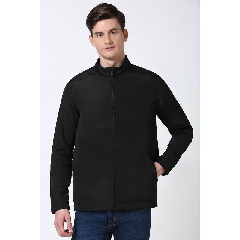 Peter England Men Black Solid Casual Jacket (L)