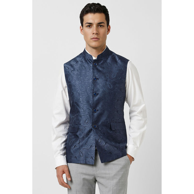 Van Heusen Men Blue Wedding Nehru Jacket (42)