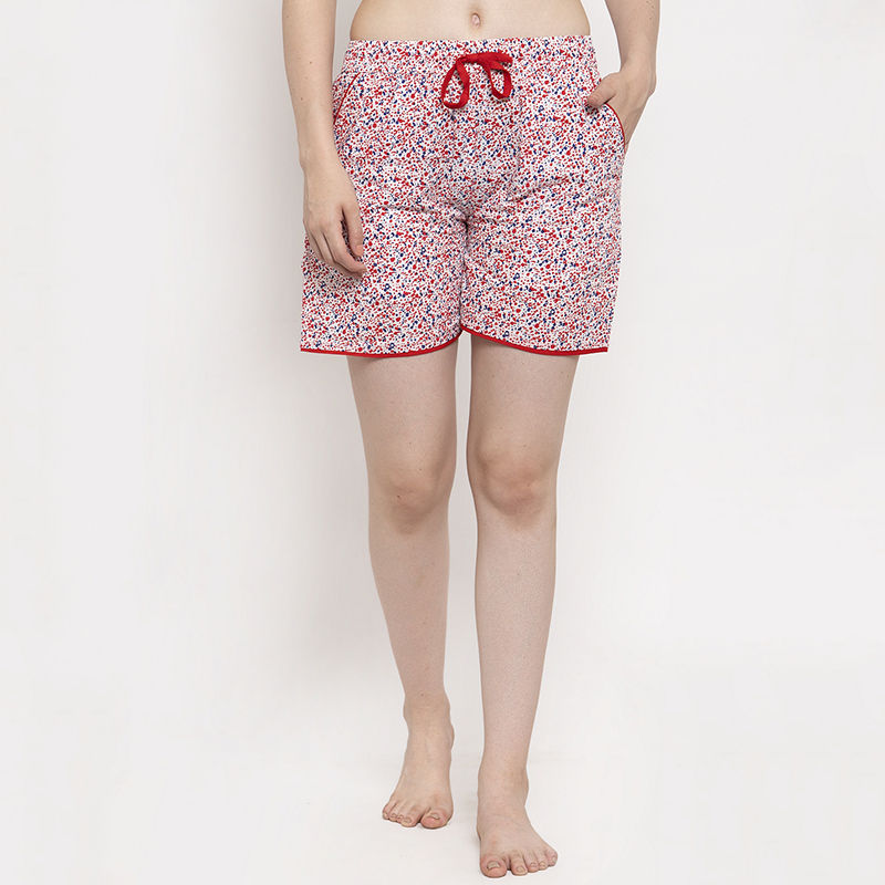 Secret Wish Women's Red Cotton Printed Shorts (S)