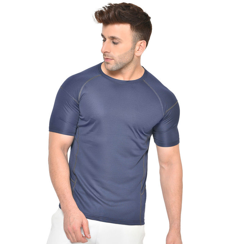 CHKOKKO Men Round Neck Regular Dry Fit Gym Sports T-Shirt (M)
